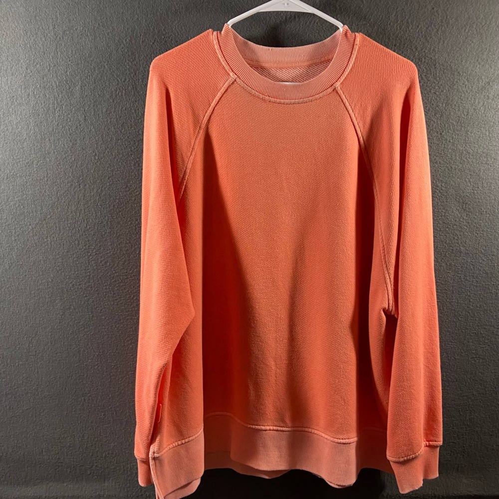 Aerie slouchy oversized textured Sweatshirt knit Crewneck Raglan Peach Cotton